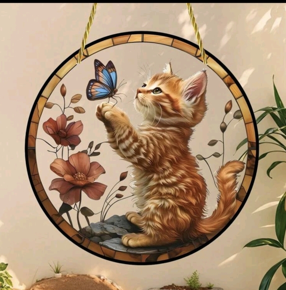 Cat and Butterfly Acrylic Suncatcher - Picture 6 of 6